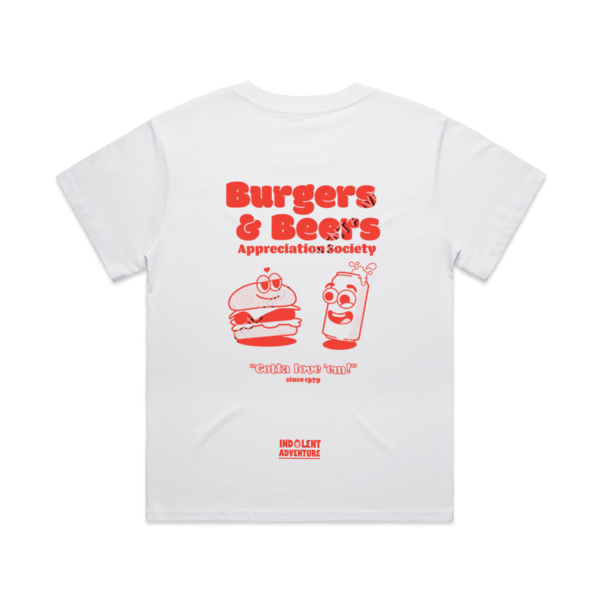 Burgers and Beers Appreciation Society - Womens Boxy Fit Tee Thumbnail